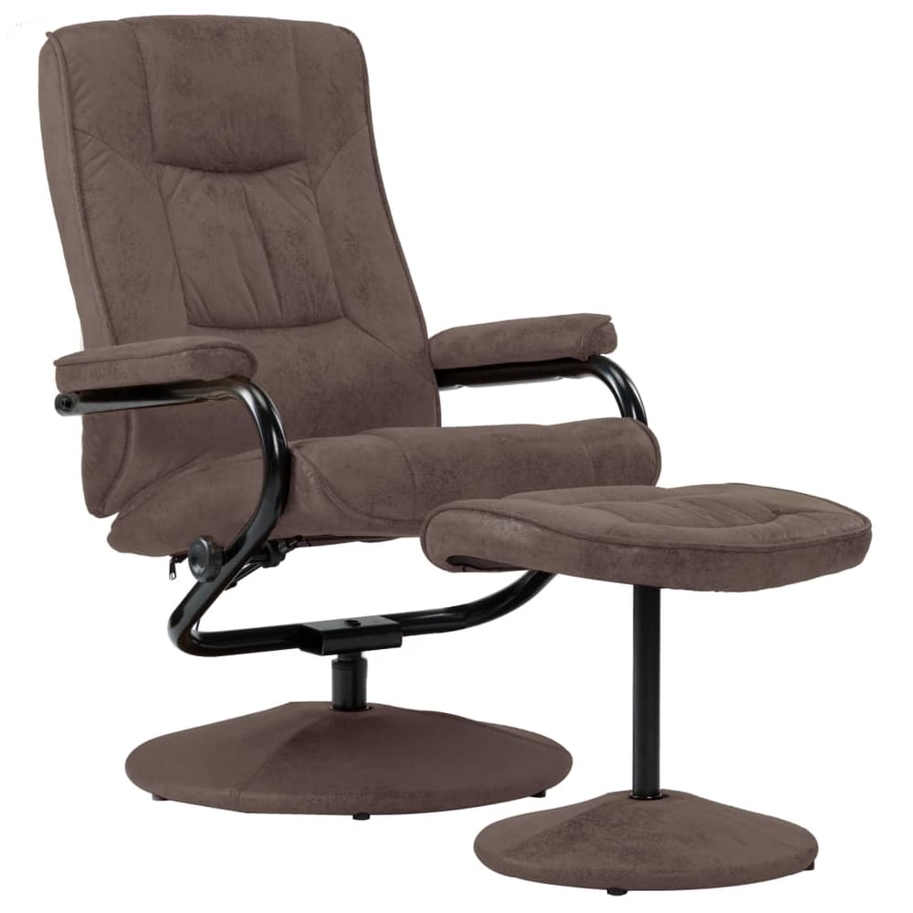 Vidaxl Tv Armchair With Foot Stool Brown Faux Suede Leather Vidaxl Tv Armchair With Foot Stool Brown Faux Suede Leather