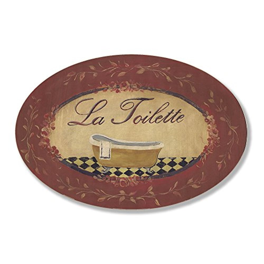 The Stupell Home Decor Collection La Toilette With Gold Claw Foot Tub Rustic Red Oval Bathroom Wall Plaque The Stupell Home Decor Collection La Toilette With Gold Claw Foot Tub Rustic Red Oval Bathroom Wall Plaque
