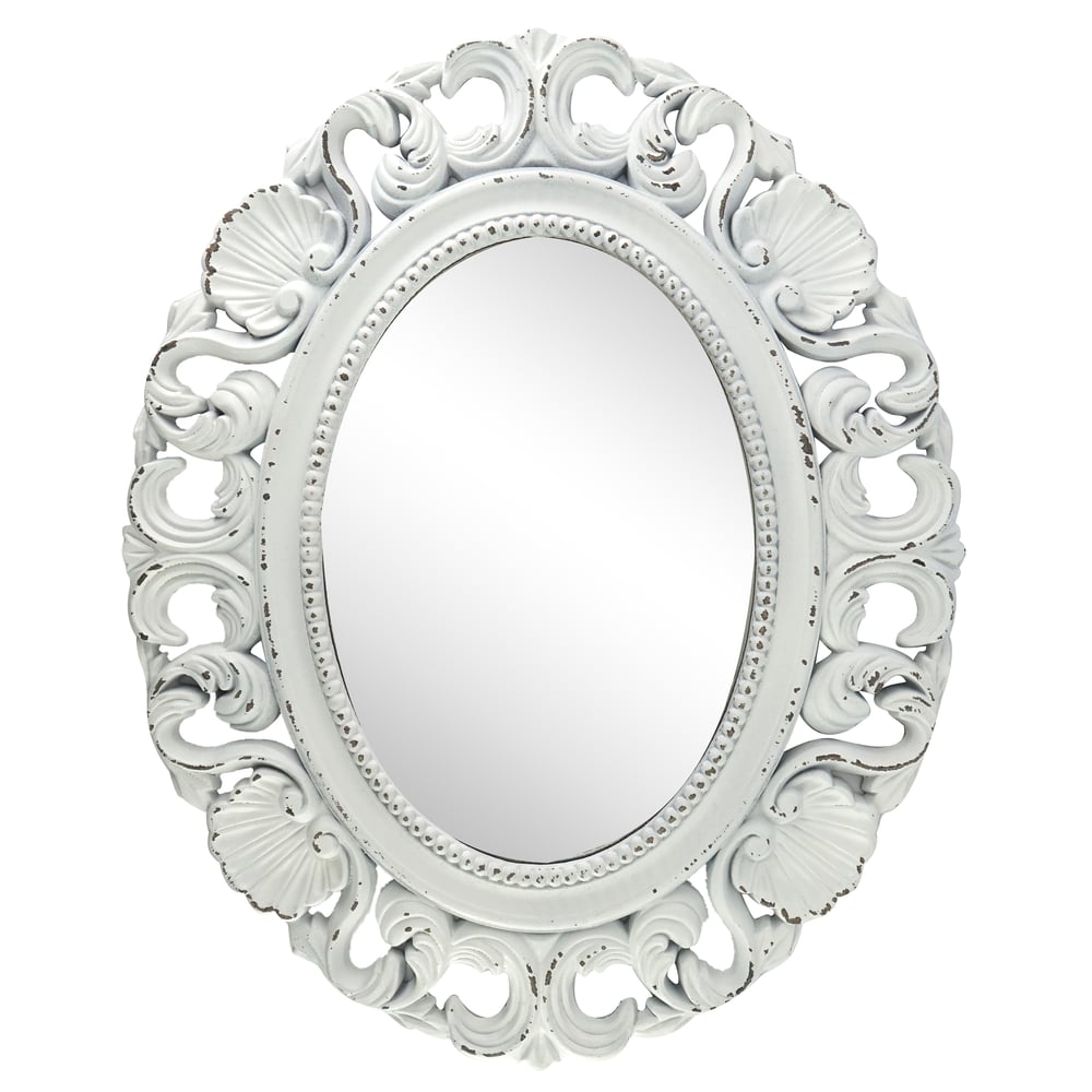 Vintage Circular Wall Mirror White Vintage Circular Wall Mirror White