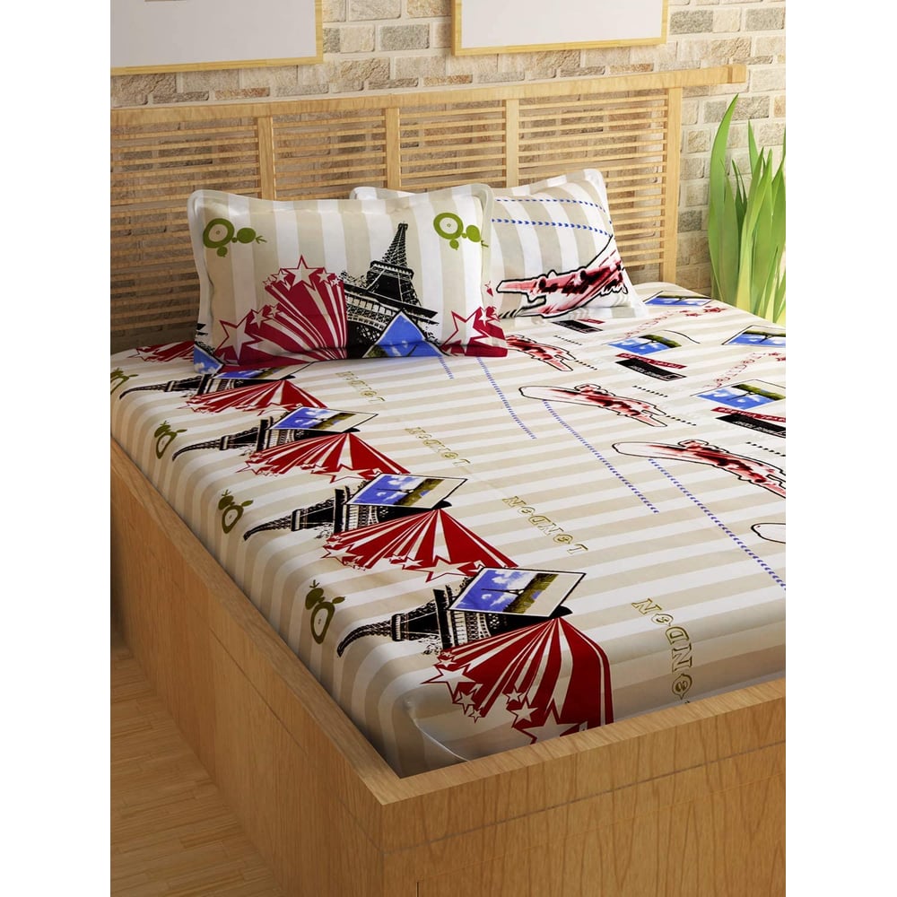 Story@Home Flat Double Bedsheet, White, 225cm X 270cm,FE1116
