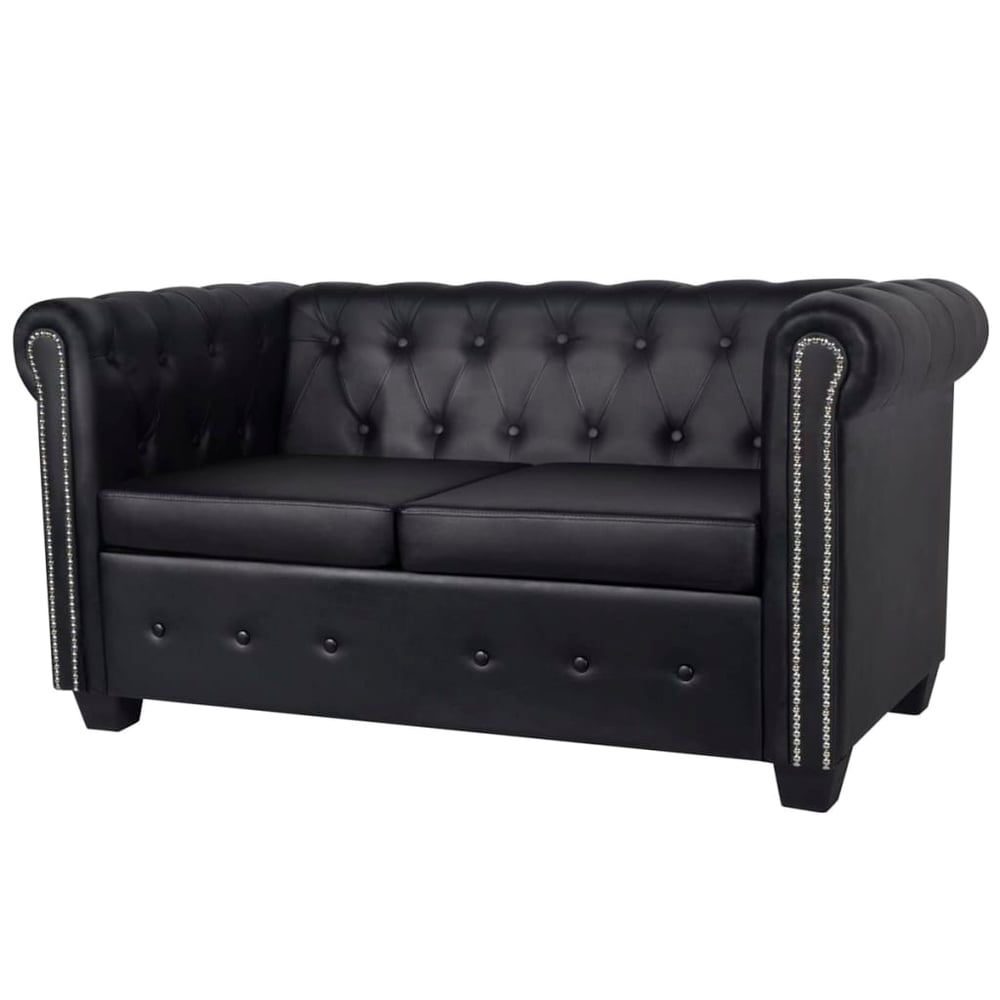 Vidaxl Chesterfield 2-seater Artificial Leather Black Vidaxl Chesterfield 2-seater Artificial Leather Black