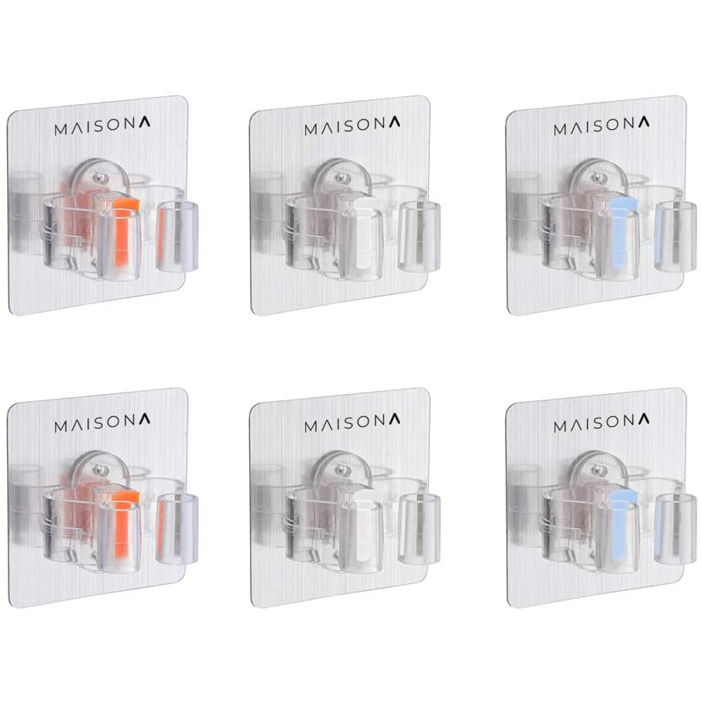 Maisona Multi-purpose Mop Holder Clip 6 Pcs Self Adhesive Mop Holder, Wall Mounted Storage Organizer Racks, Brush Broom Hanger Storage Rack, No Drilling Tools Hook For Kitchen Bathroom Maisona Multi-purpose Mop Holder Clip 6 Pcs Self Adhesive Mop Holder, Wall Mounted Storage Organizer Racks, Brush Broom Hanger Storage Rack, No Drilling Tools Hook For Kitchen Bathroom