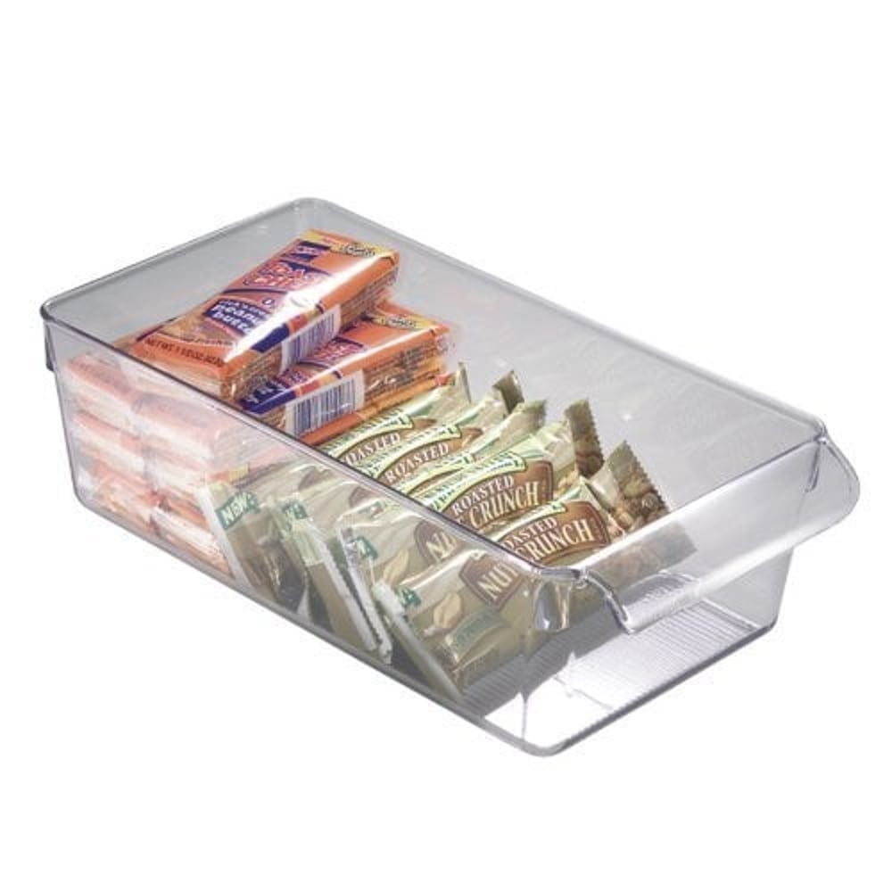 Idesign Linus plastic fridge and freezer storage organizer bin with handle, clear container for food, drinks, produce organization, bpa-free , 11.5