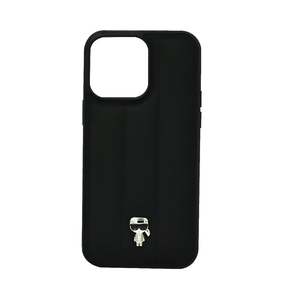 Karl Lagerfeld Nylon Puffy Ikonik Pin Hard Case For Iphone 14 Pro Max Black