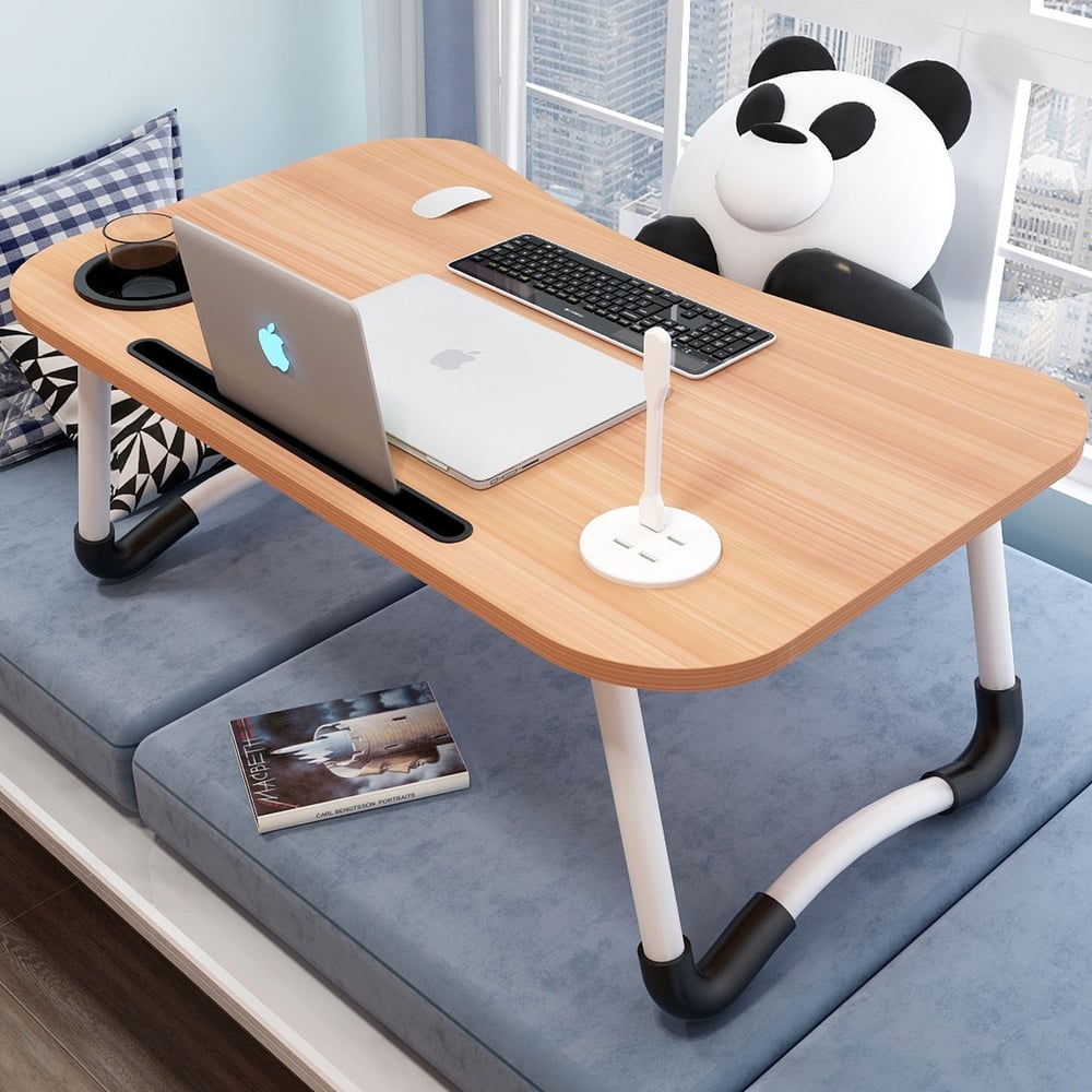 Lavish Wooden Computer Table Study Table Foldable Laptop Table Wooden Color 1 Unit