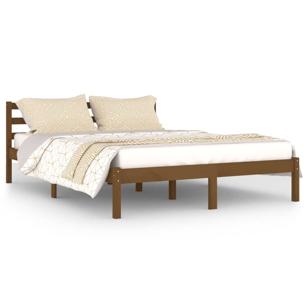 فيداكسل سرير نهاري صلب من خشب الصنوبر 140x200 سم مزدوج بني عسلي