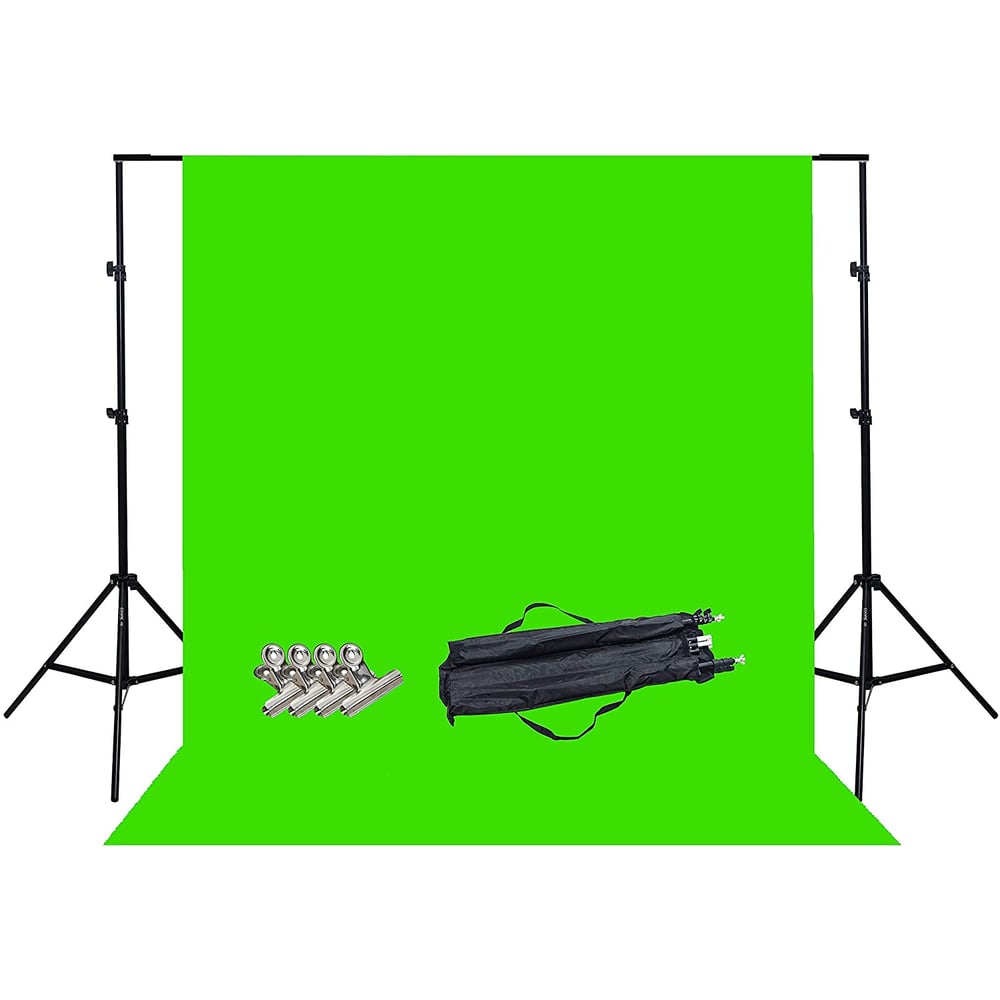 Coopic S02 Photography Kit 2m*2m / 200cm*210cm Backdrop Stand Background Support System With 4pcs Steel Clamp And 1 Carrying Bag (plus Green Backdrop)