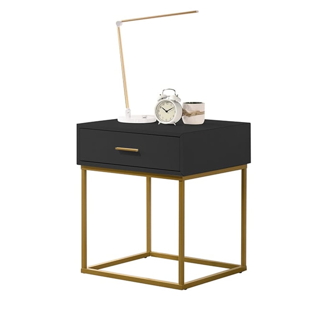 Asghar Furniture - Luxeo One Drawer Nightstand - Black Asghar Furniture - Luxeo One Drawer Nightstand - Black