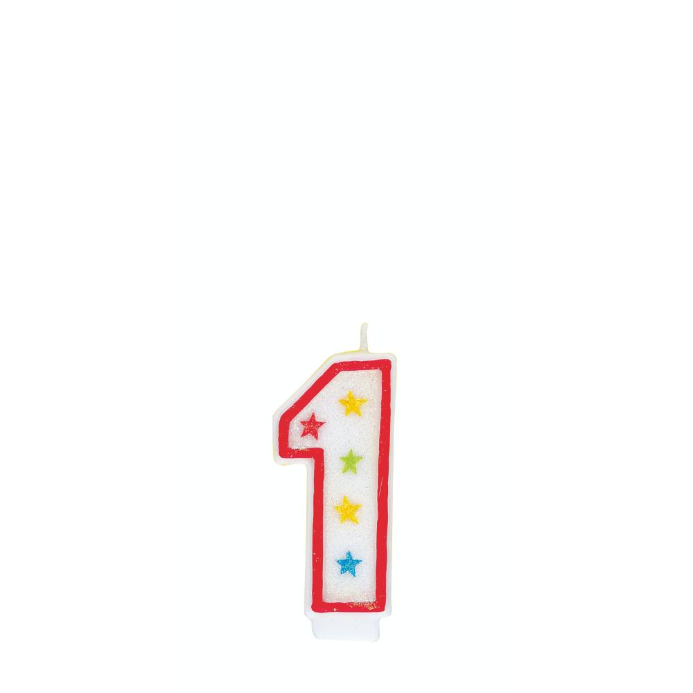 Unique- Numerical 1 Glitter Candle With Cake Décor Unique- Numerical 1 Glitter Candle With Cake Décor