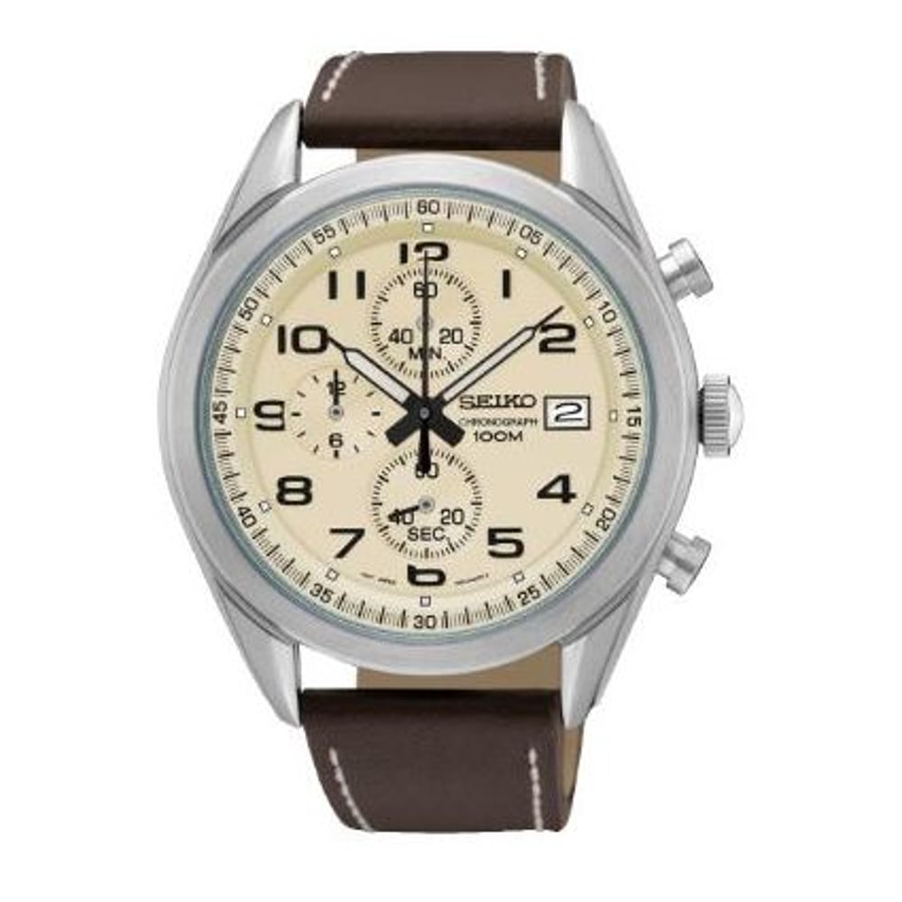Seiko Chronograph Brown Leather Analog Watch For Men SSB273P1