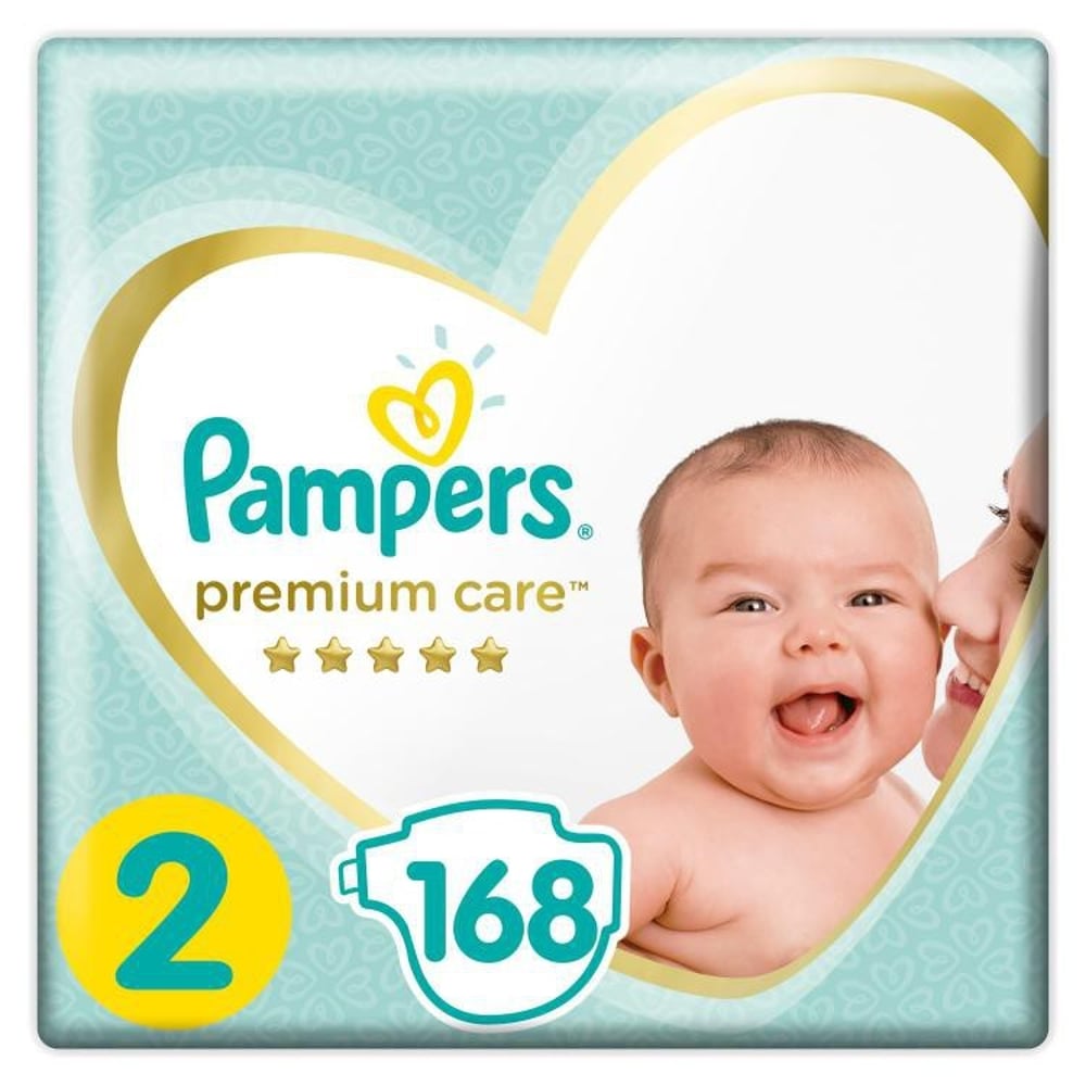 Pampers Premium Care Diapers Size 2 Mini 3-8 kg Mega Box 168 Count Pampers Premium Care Diapers Size 2 Mini 3-8 kg Mega Box 168 Count