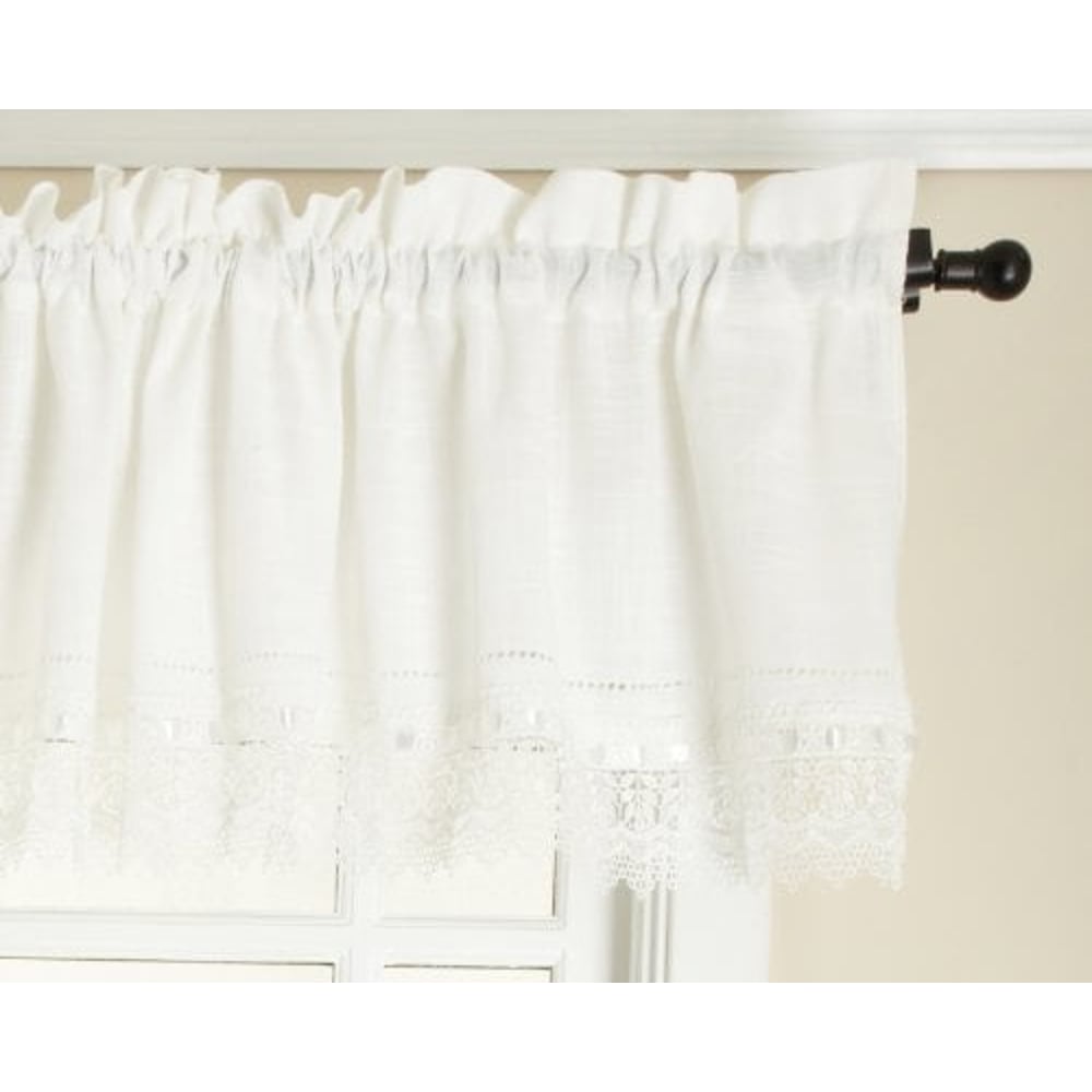 Style Master Renaissance Home Fashion Sophia Valance With Macrame Band, Ivory, 58-Inch By 14-Inch