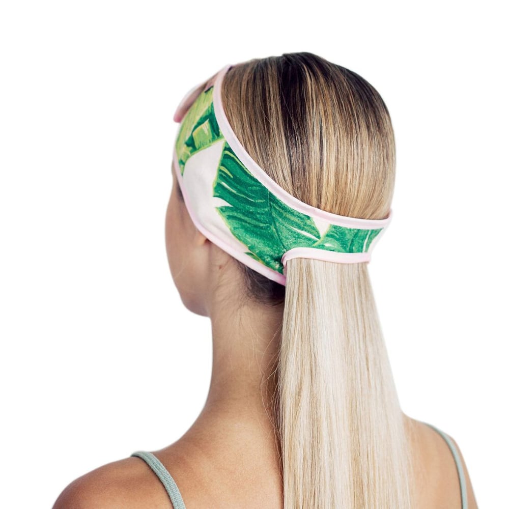 Kitsch Spa Headbands For Women- Makeup Headband, Washing Face And Facial Headband With Ponytail - Palm Leaves