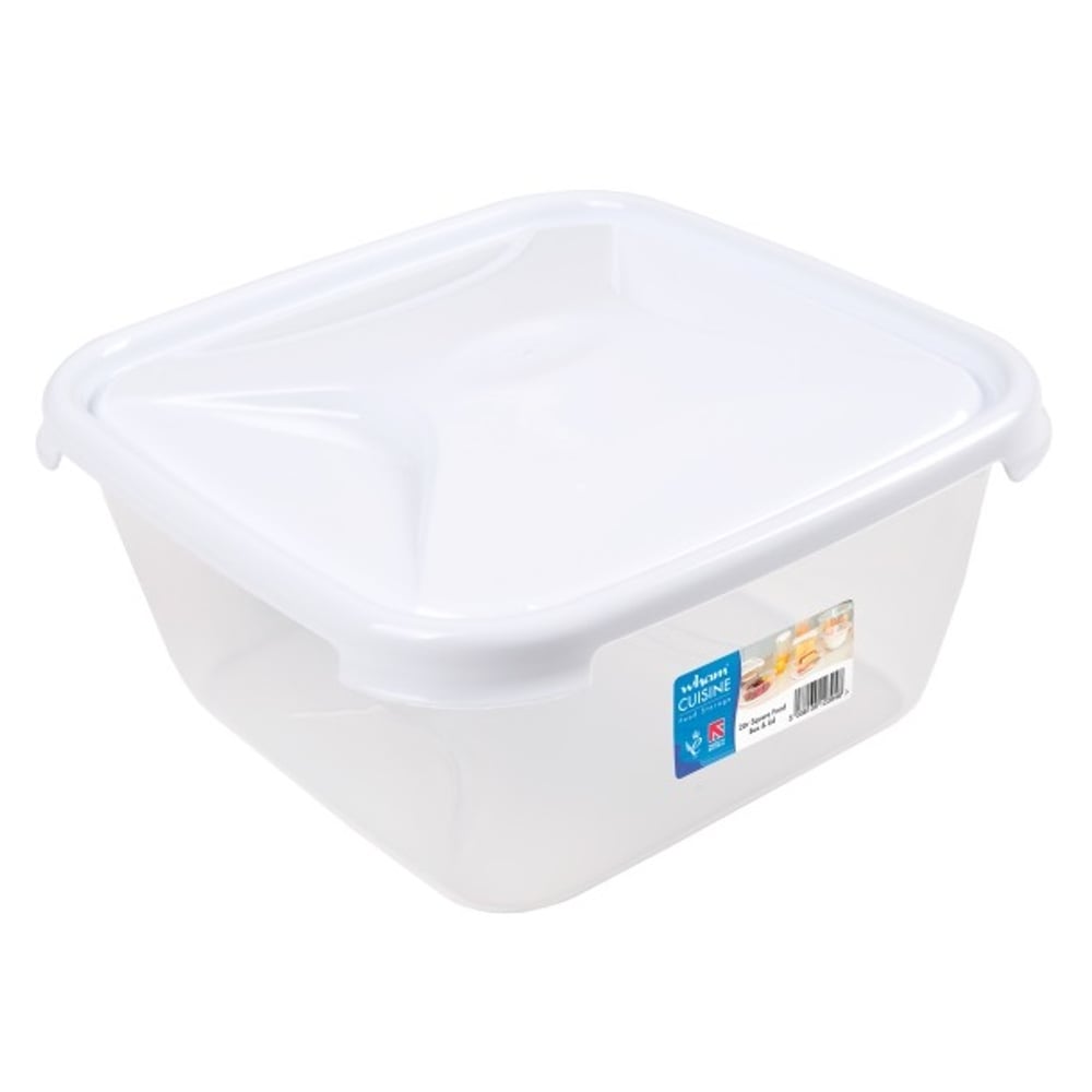Square Cuisine Lunch Storage Box & Lid Clear/Ice White 2L