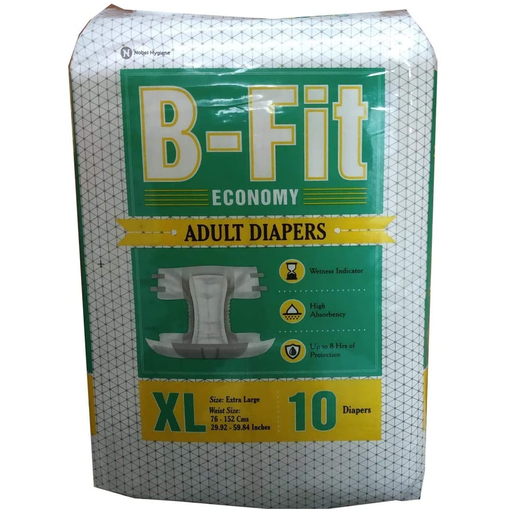 B-FIT Economy Adult Diapers Extra Large Waist Size (Waist Size 76-152 CMS) B-FIT Economy Adult Diapers Extra Large Waist Size (Waist Size 76-152 CMS)