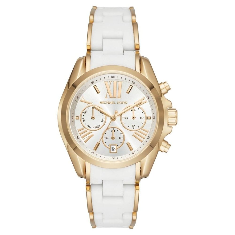 Michael Kors Ladies's Bradshaw Gold-Tone and White Silicone Watch