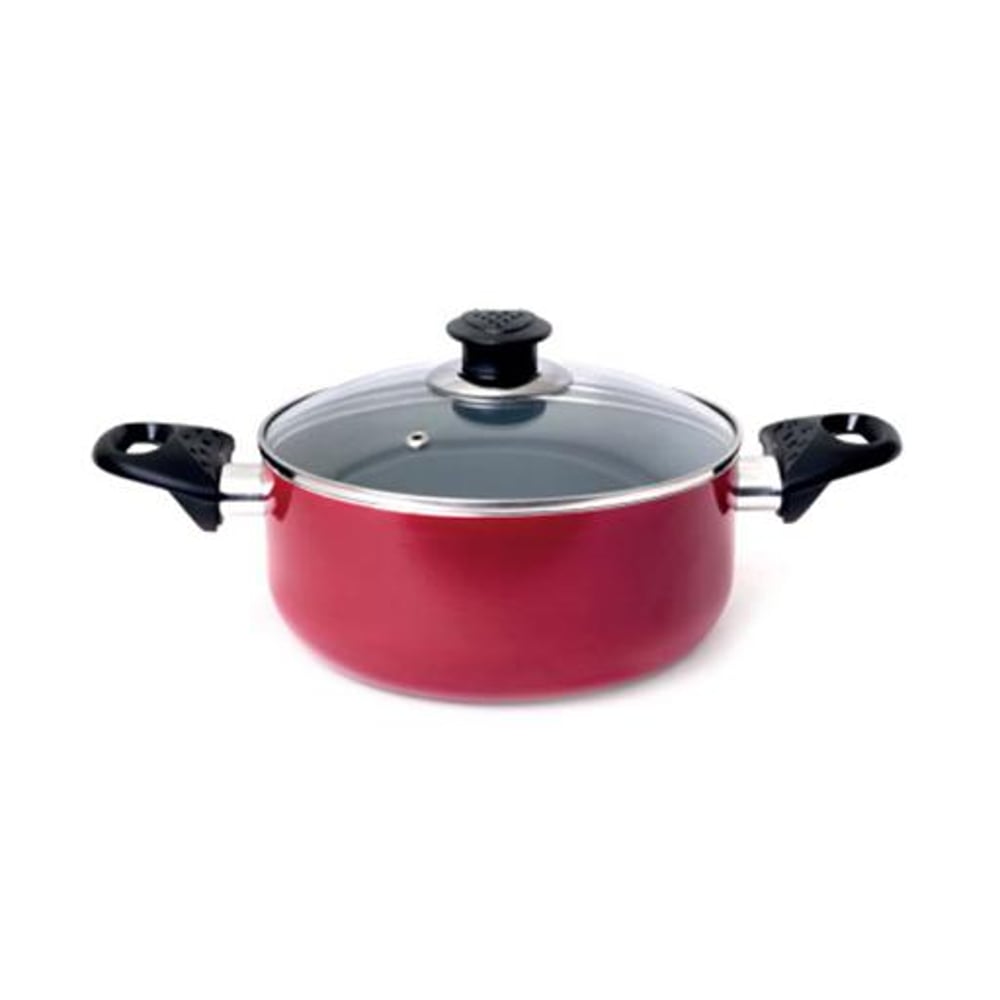 Royalford Casserole With Glass Lid Red 30centimeter Royalford Casserole With Glass Lid Red 30centimeter
