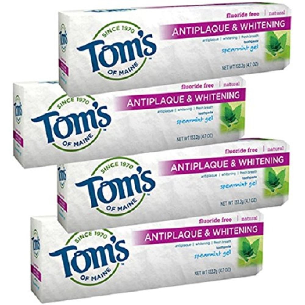 Tom's of Maine Antiplaque Plus Whitening Gel, Spearmint 4.7 oz (Pack of 4) Tom's of Maine Antiplaque Plus Whitening Gel, Spearmint 4.7 oz (Pack of 4)