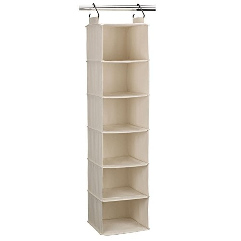 Household Essentials 3312-1 Cotton Canvas Hanging Closet Sweater Organizer | 6-Shelf | Natural Household Essentials 3312-1 Cotton Canvas Hanging Closet Sweater Organizer | 6-Shelf | Natural