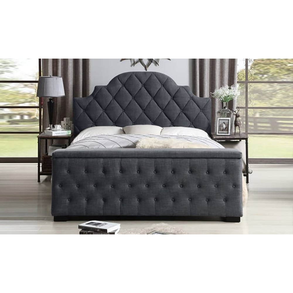 Footboard Storage Bed Super King with Mattress Grey Footboard Storage Bed Super King with Mattress Grey