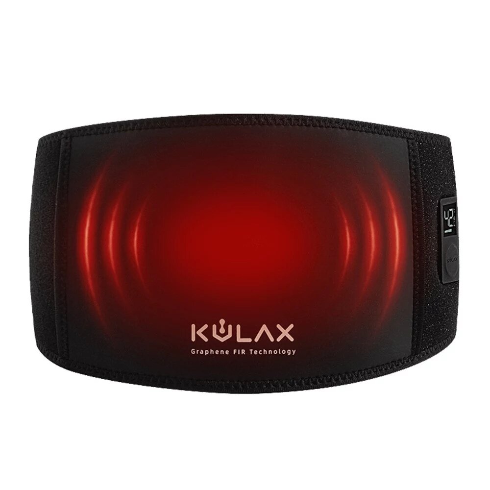 Kulax A10 Pro Graphene Smart Therapy Belt Double Sided Heating Intelligent Temperature Control Digital Dispay Anti-Scald Waist Relaxiation Health Device | Type-C Cable - Black