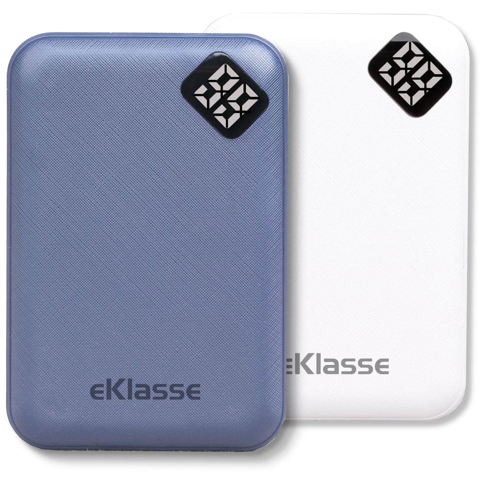 Eklasse 10000mAh QC 3.0 Power Bank Bundle Blue + White