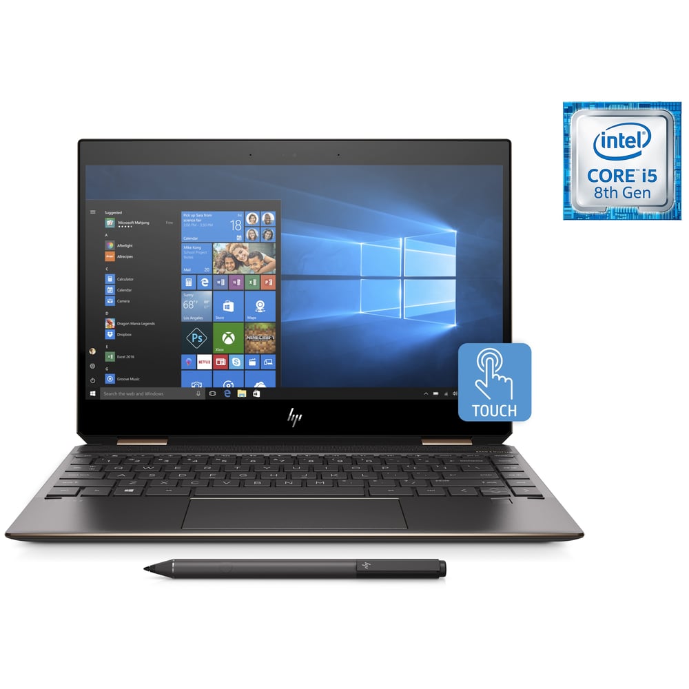 HP Spectre x360 13-AP0007NE Convertible Touch Laptop - Core i5 1.6GHz 8GB 512GB Shared Win10 13.3inch FHD Dark Ash Silver