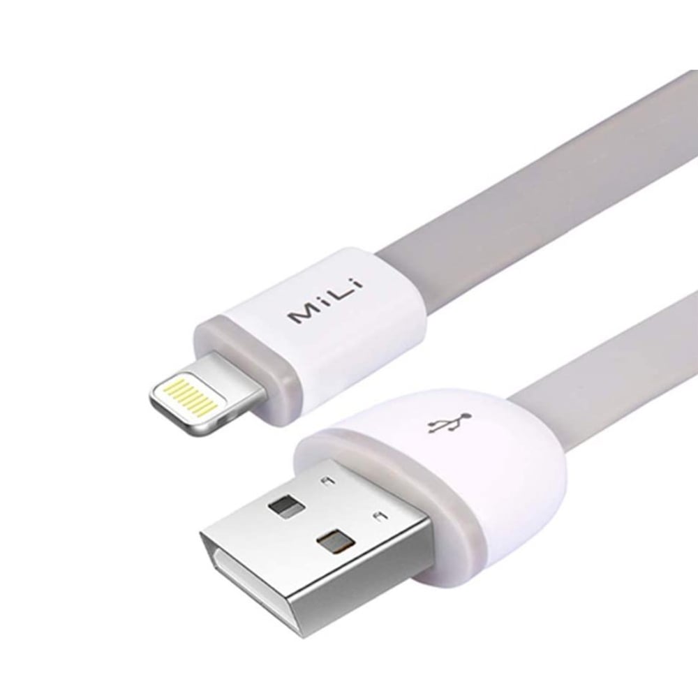 Mili Lightning To Usb-a Flat Cable Apple Mfi Certified Charge & Sync Rust Resistant For Ios Devices Iphone / Ipad / Ipod - Pvc - 1m - White Mili Lightning To Usb-a Flat Cable Apple Mfi Certified Charge & Sync Rust Resistant For Ios Devices Iphone / Ipad / Ipod - Pvc - 1m - White
