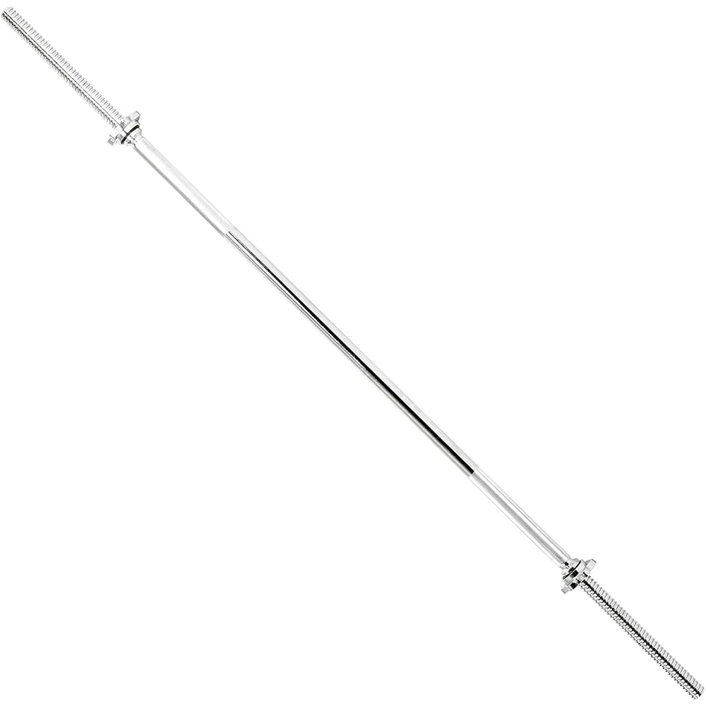 H Pro 150 Cm Threaded Chrome Barbell Bar| 1 Inch Barbell Diameter With Ring Collars