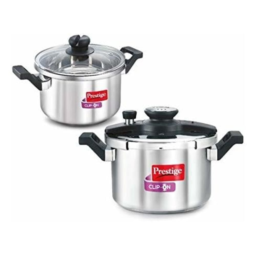 Prestige 6L & 3L Combi Clip On Stainless Steel Pressure Cooker Prestige 6L & 3L Combi Clip On Stainless Steel Pressure Cooker