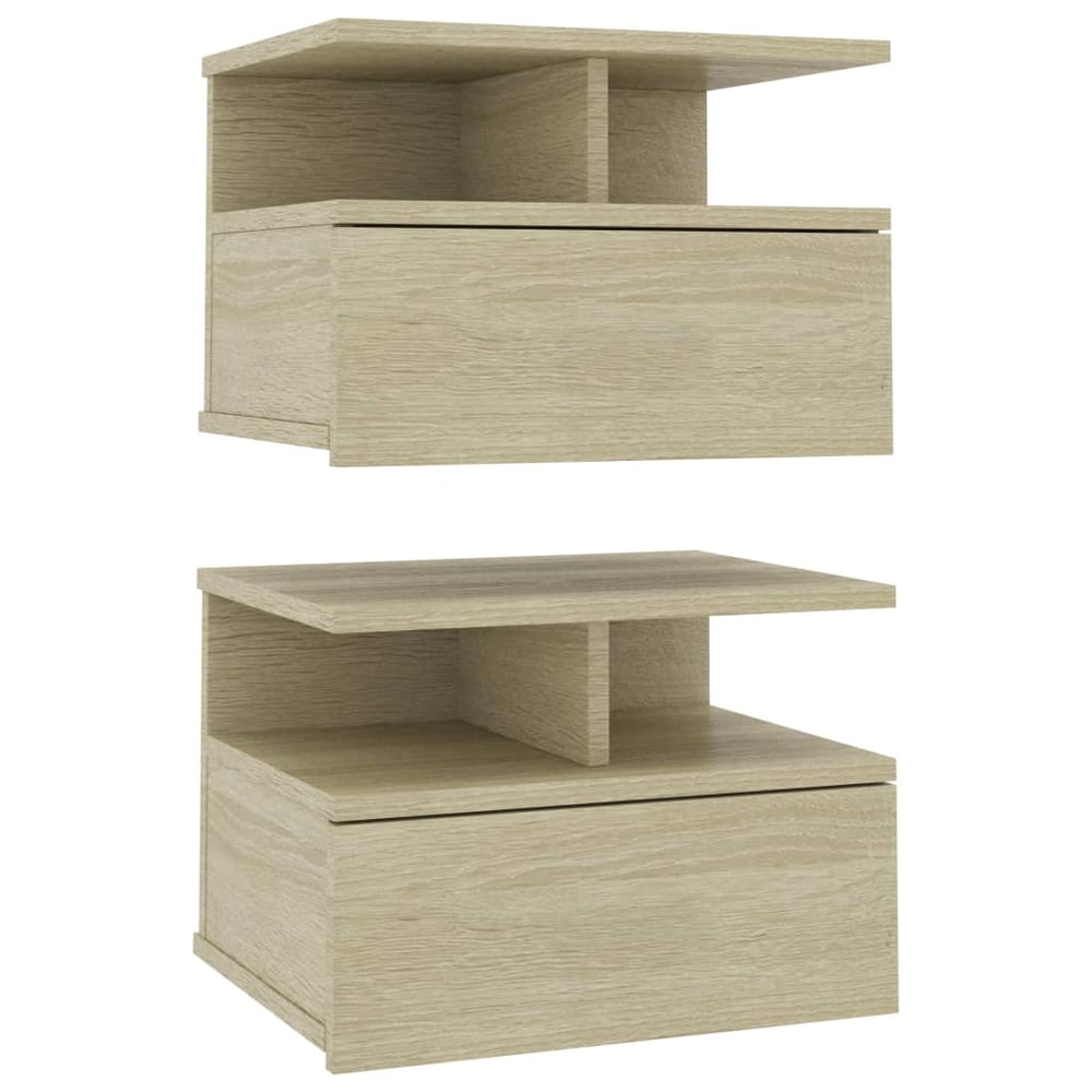 vidaXL Floating Nightstands 2 pcs Sonoma Oak 40x31x27cm Engineered Wood