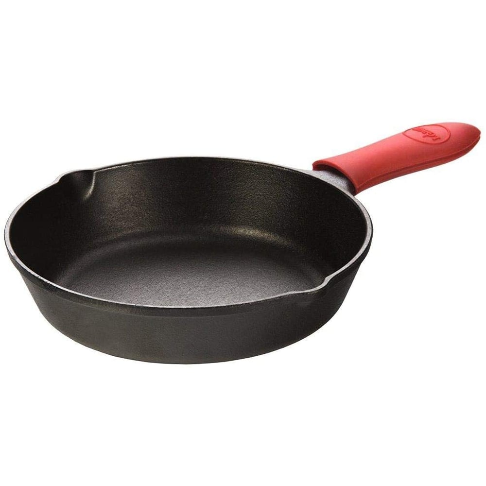 Lodge Cast Iron Skillet With Red Mini Silicone Hot Handle Holder 8 Inch Lodge Cast Iron Skillet With Red Mini Silicone Hot Handle Holder 8 Inch