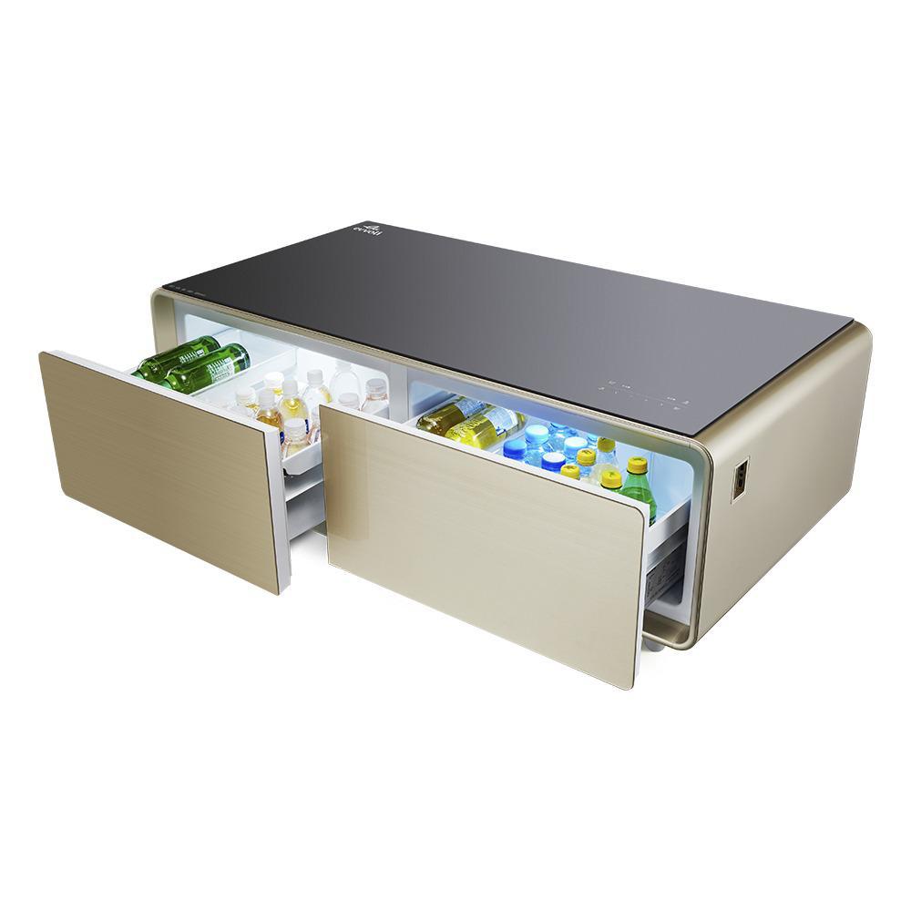 evvoli Smart Touch Table With Two Refrigerating Doors, Bluetooth, Music Player, USB Charger, AUX, Golden, EVRFS-130LG 2 Years Warranty evvoli Smart Touch Table With Two Refrigerating Doors, Bluetooth, Music Player, USB Charger, AUX, Golden, EVRFS-130LG 2 Years Warranty