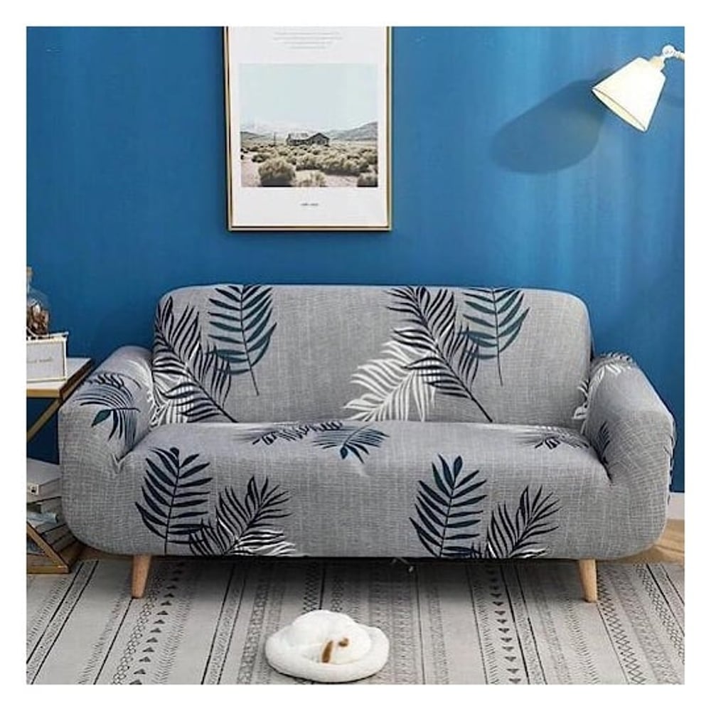 Two Seater Sofa Cover Leaves Design Multicolor 145-185cm