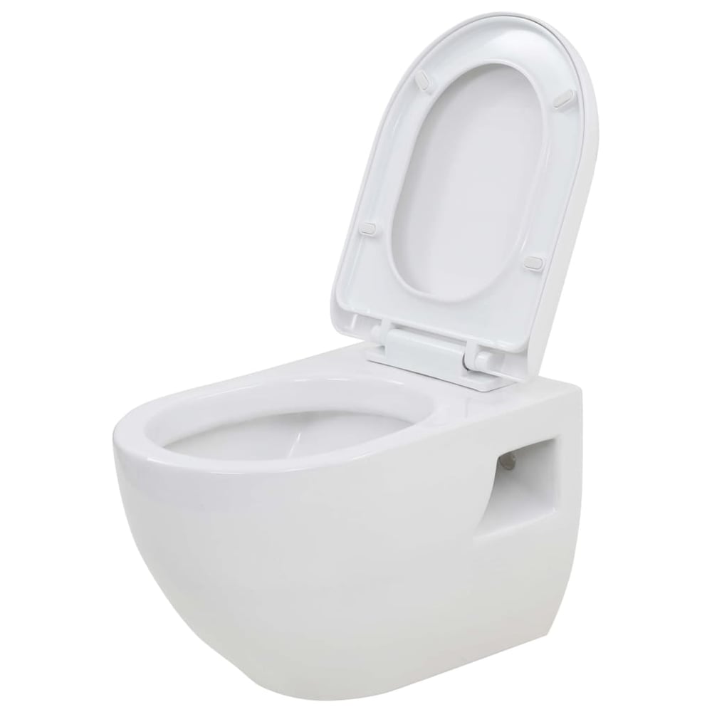 vidaXL Wall-Hung Toilet Ceramic White vidaXL Wall-Hung Toilet Ceramic White