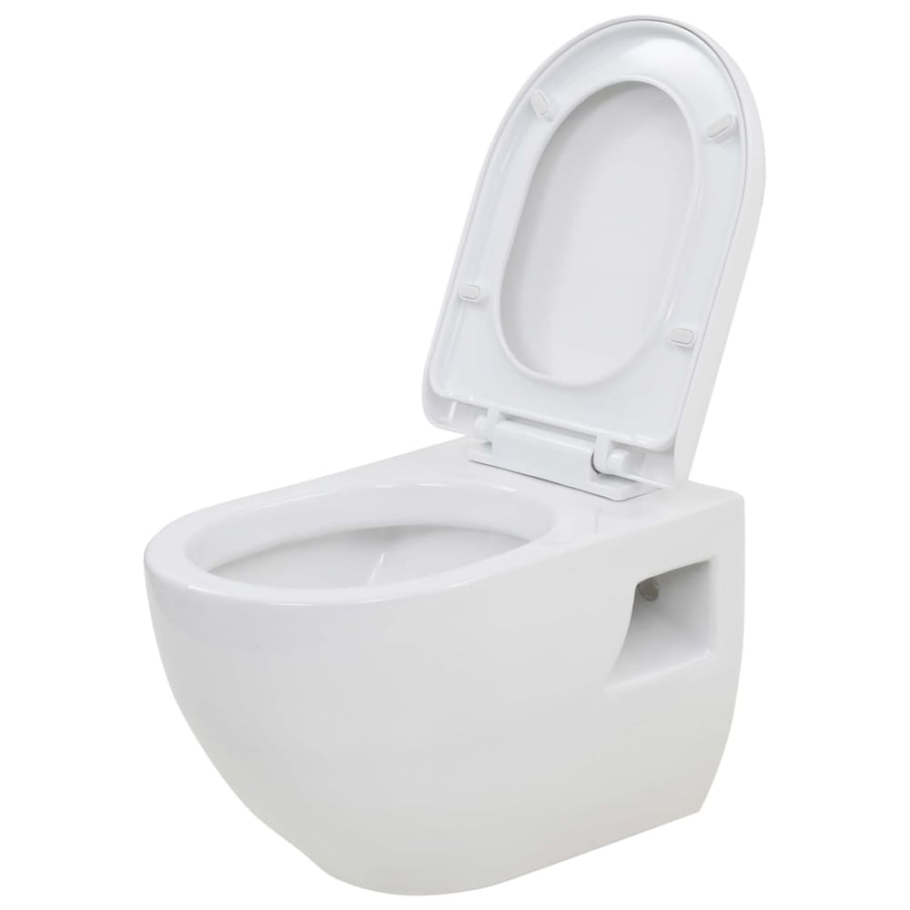 vidaXL Wall-Hung Toilet Ceramic White