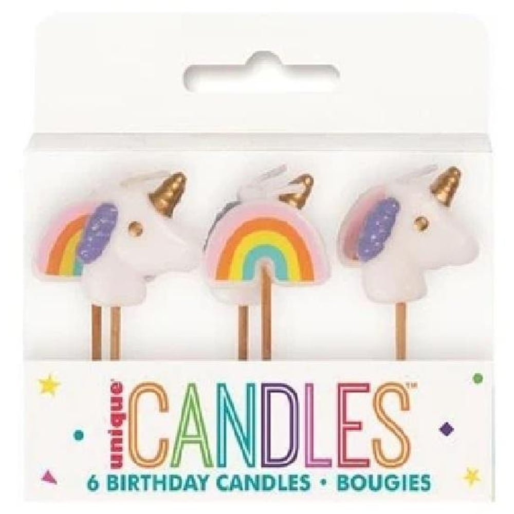 Unique- Unicorn & Rainbow Picks Candle 6pcs