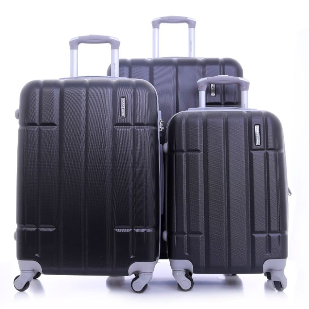 Para John ABS Luggage Travel Trolley With 4 Wheels 3pcs Set Black Para John ABS Luggage Travel Trolley With 4 Wheels 3pcs Set Black