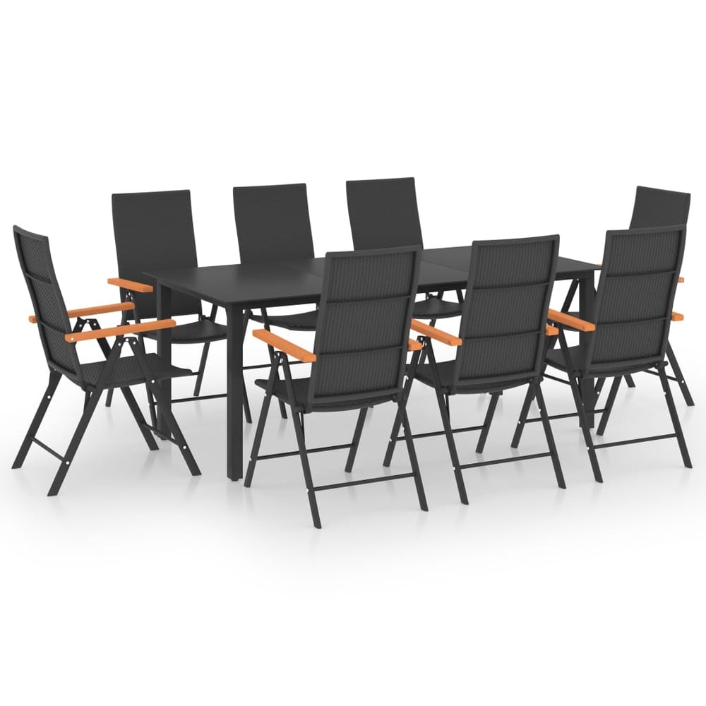 Vidaxl 9 Piece Garden Dining Set Black And Brown Vidaxl 9 Piece Garden Dining Set Black And Brown