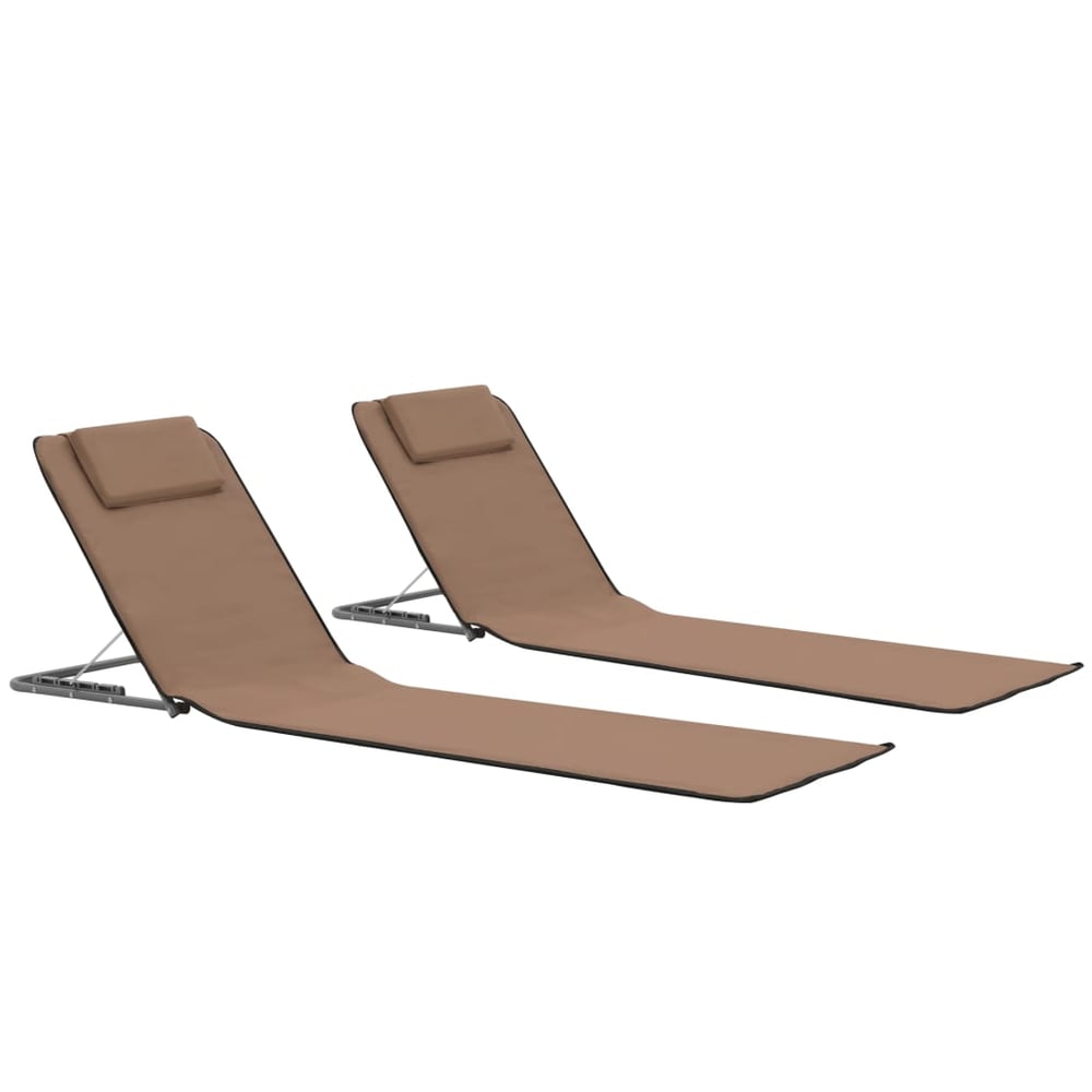 vidaXL Folding Beach Mats 2 pcs Steel and Fabric Brown vidaXL Folding Beach Mats 2 pcs Steel and Fabric Brown