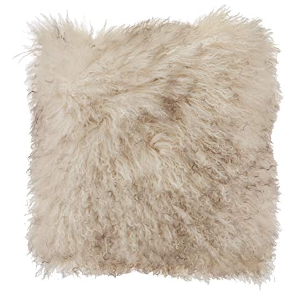 Saro Lifestyle 100% Wool Mongolian Lamb Fur Throw Pillow With Poly Filling, 16