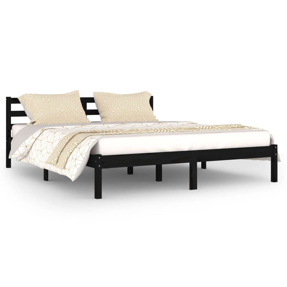 vidaXL Day Bed Solid Wood Pine 160x200 cm King Size Black