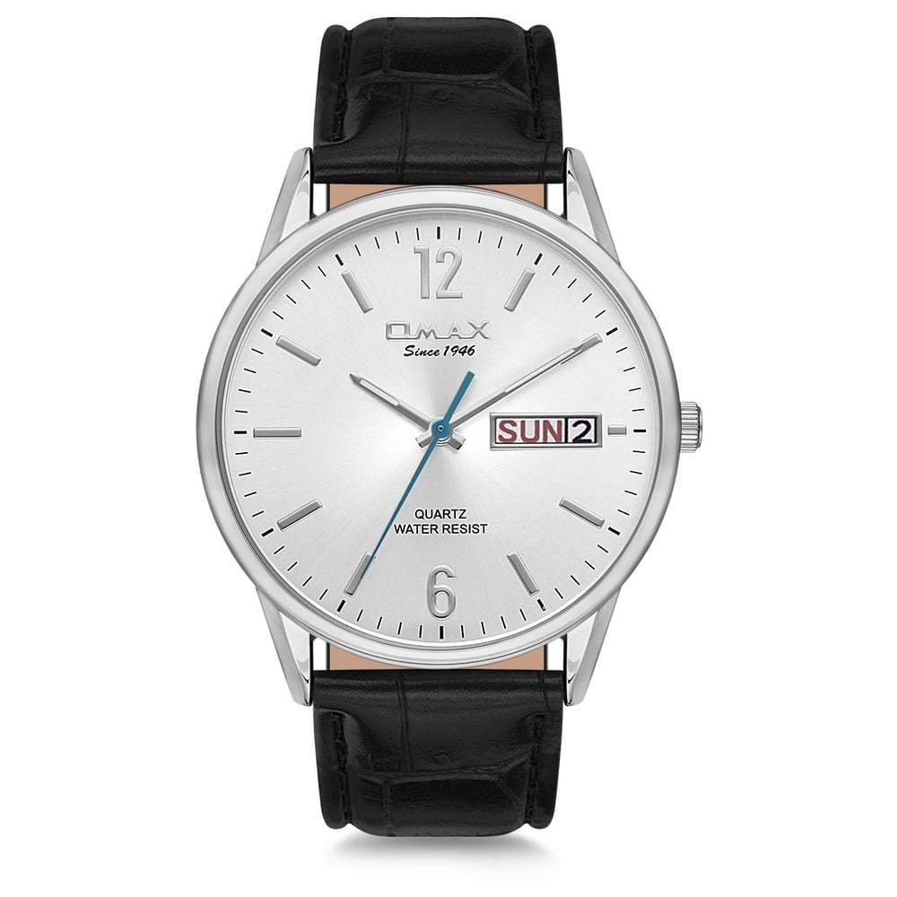 Omax Classic Series Black Leather Analog Watch For Men JD01P62B Omax Classic Series Black Leather Analog Watch For Men JD01P62B