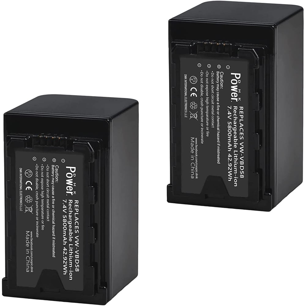 Dmk Power Vw-vbd58 (5800mah) 2-pack Batteries Compatible With Panasonic Ag-vbr59, Bgh1, Hc-x1, Hc-x1500, Hc-x2000, Ag-cx10, Ag-cx350, Ag-ux180, Ag-ac30, Ag-ux90, Ag-dvx200, Hc-mdh3e, Camcorders Dmk Power Vw-vbd58 (5800mah) 2-pack Batteries Compatible With Panasonic Ag-vbr59, Bgh1, Hc-x1, Hc-x1500, Hc-x2000, Ag-cx10, Ag-cx350, Ag-ux180, Ag-ac30, Ag-ux90, Ag-dvx200, Hc-mdh3e, Camcorders