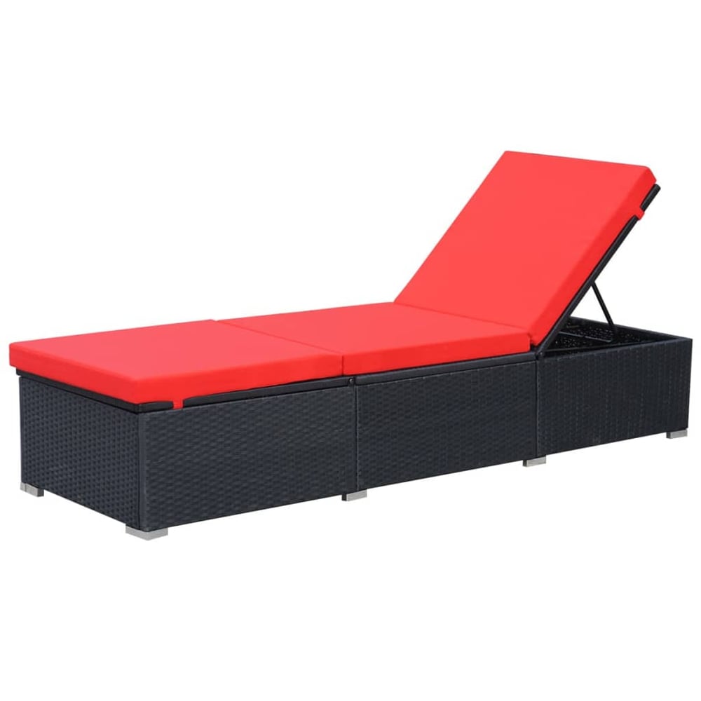 Vidaxl Sun Lounger With Cushion Poly Rattan Black Vidaxl Sun Lounger With Cushion Poly Rattan Black