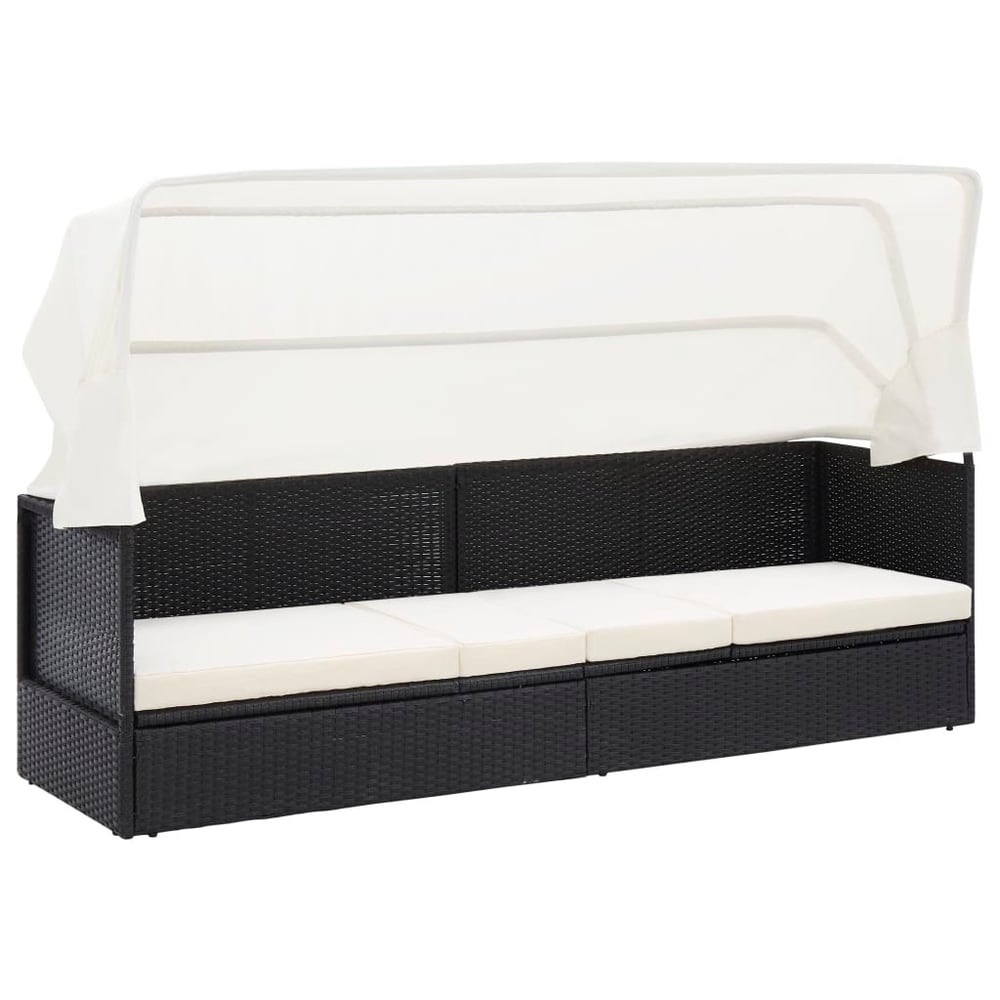 Vidaxl Garden Sofa With Canopy Black Poly Rattan Vidaxl Garden Sofa With Canopy Black Poly Rattan
