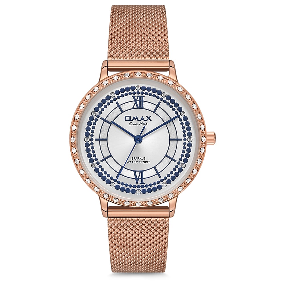 Omax Sparkle Collection Rose Gold Mesh Analog Watch For Women SPM02R68B Omax Sparkle Collection Rose Gold Mesh Analog Watch For Women SPM02R68B