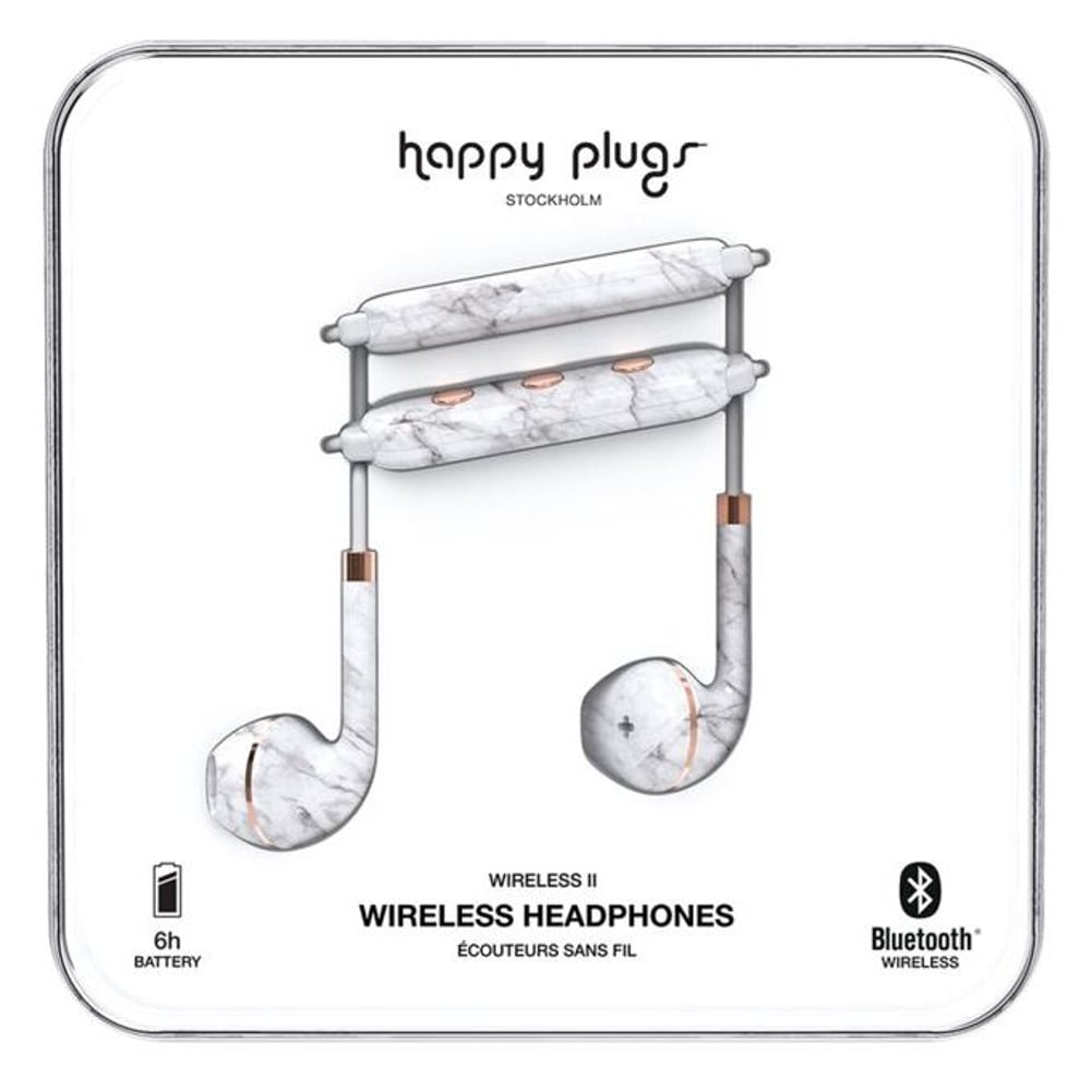 Happy Plugs Wireless II Bluetooth Headphone - White Marble