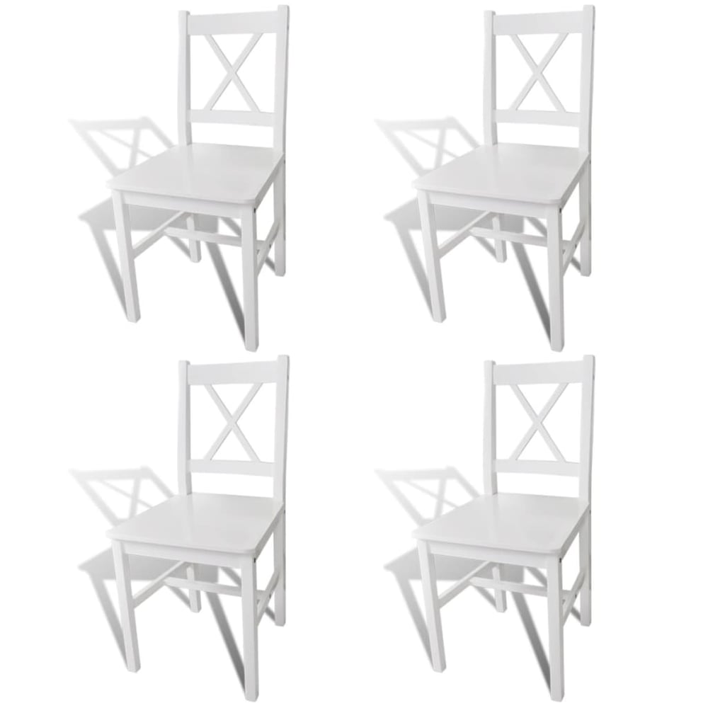 vidaXL Dining Chairs 4 pcs White Pinewood