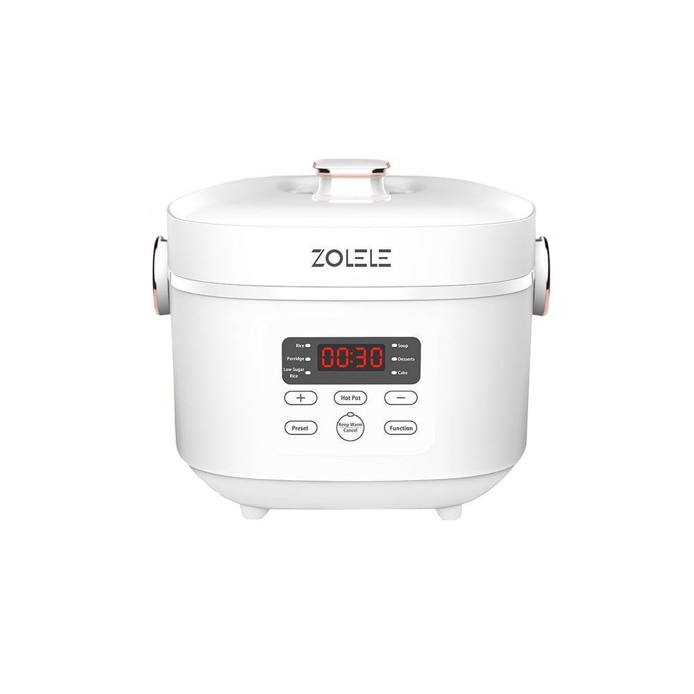 ZOLELE ZB500 Multifunctional Electric Rice Cooker With 3l Capacity Smart Low Sugar Rice Cooker Micro-computer Button Double Inner Pot 700w - White